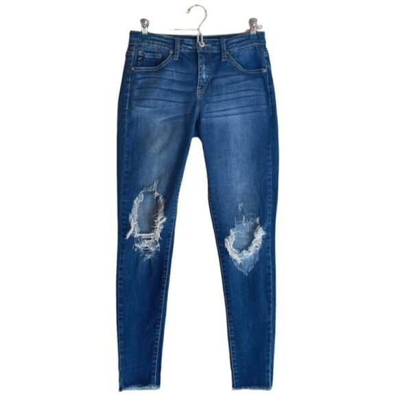 KANCAN Ripped Knee Raw Hem Skinny Jeans - Size 5/26 - Picture 2 of 9